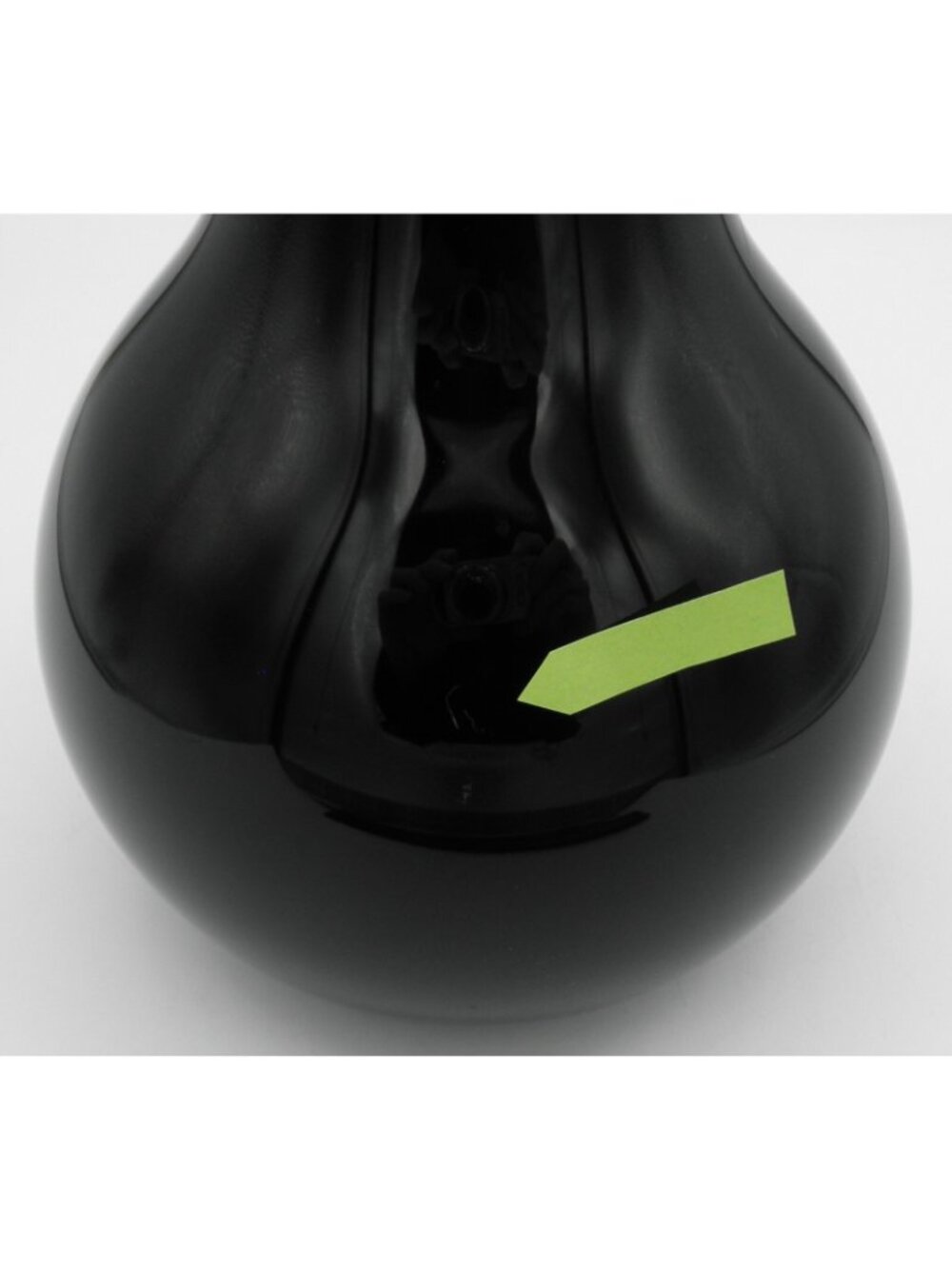 Silkwood Glass Hand Blown Black Glass Vase applied Clear Glass Collar Signed - Picture 5 of 8